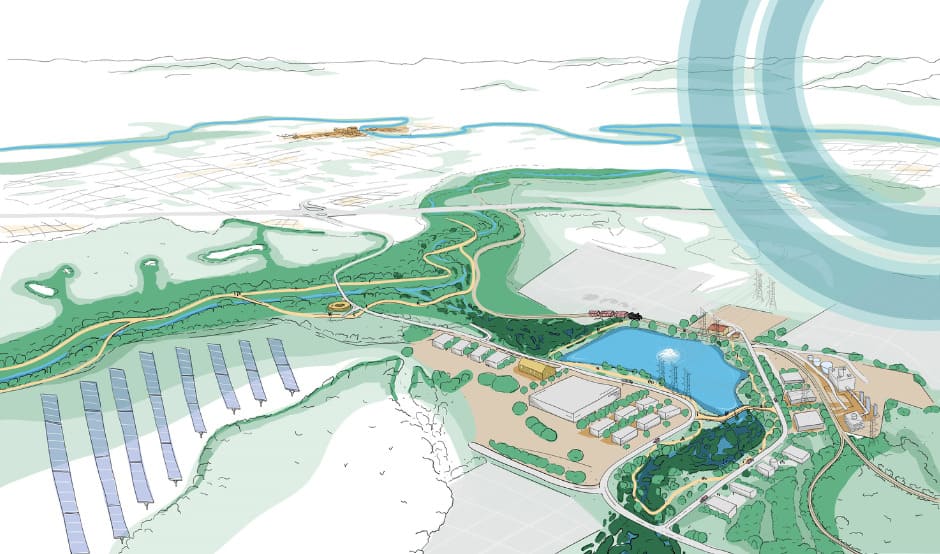 Illustration of the Swanbank Clean Energy Hub.